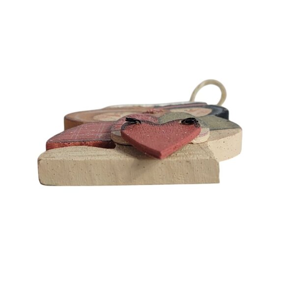 Snowman Couple Wood Ornament Smiling Rustic Farmhouse Folk Art Vintage READ - Picture 7 of 8